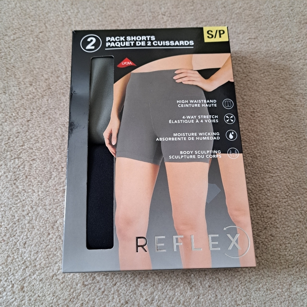 Reflex Active Shorts 2 Pack Black Green Size Small High Waisted Stretch Shorts